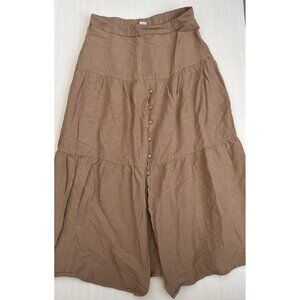 Jopna tiered button-front Brown Maxi Skirt Small